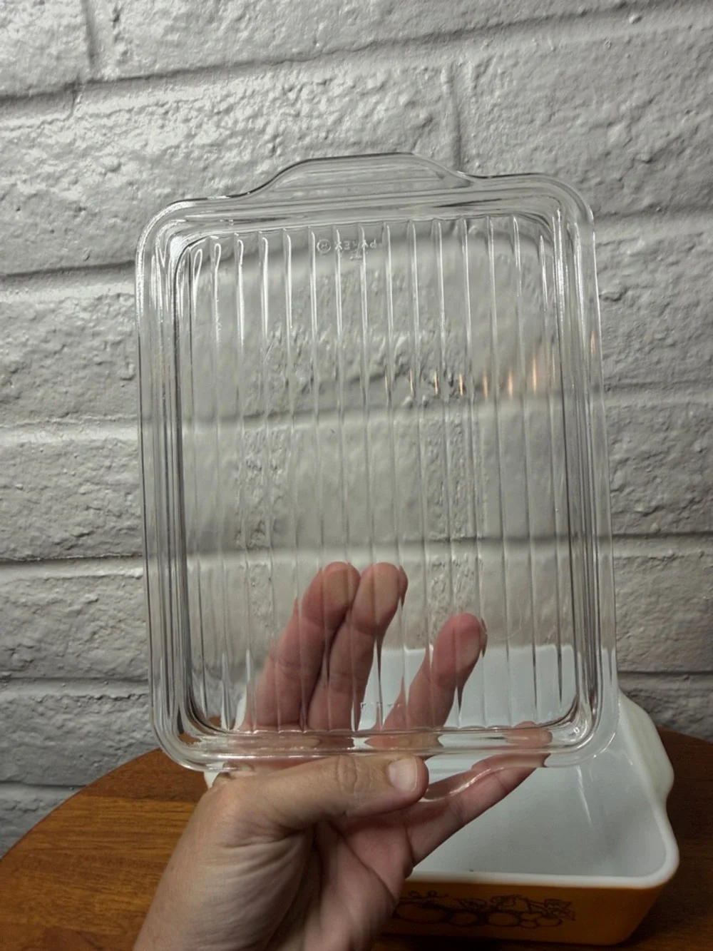 Pyrex Old Orchard Fridgie with Lid 503 Good Vintage Condition